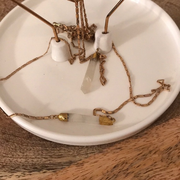 Golden tote~Double crystal necklace - Picture 2 of 2